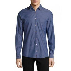NEW Button Down Solid Blue Fitted No Iron Shirt
